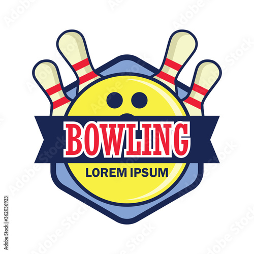 bowling logo with text space for your slogan tag line, vector illustration