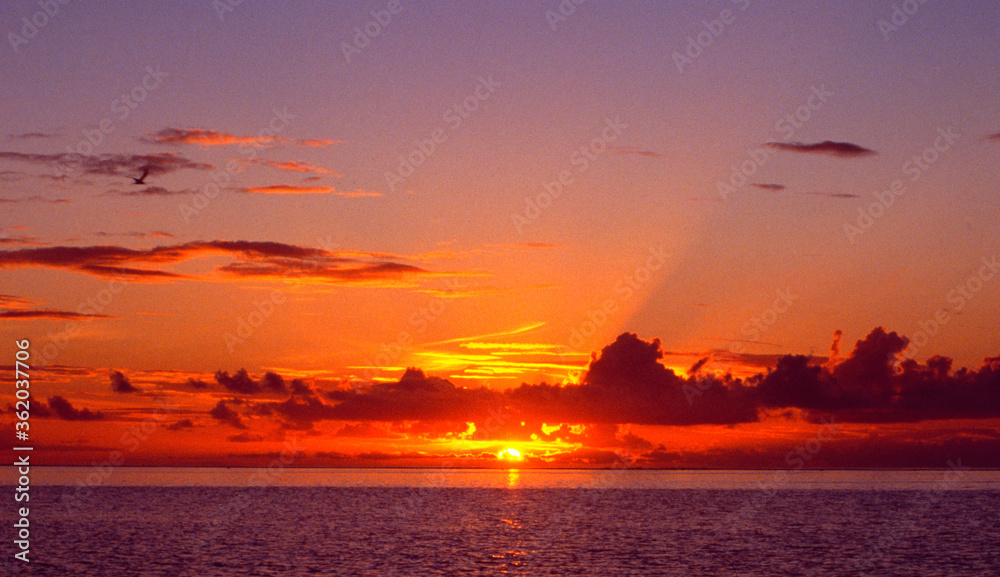 France: sunset at the atlantic ocean near Le Havre