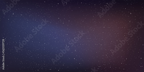 Astrology horizontal background, Starry sky colourful glow, Milky way galaxy in the cosmos, Vector Illustration. © KICKINN