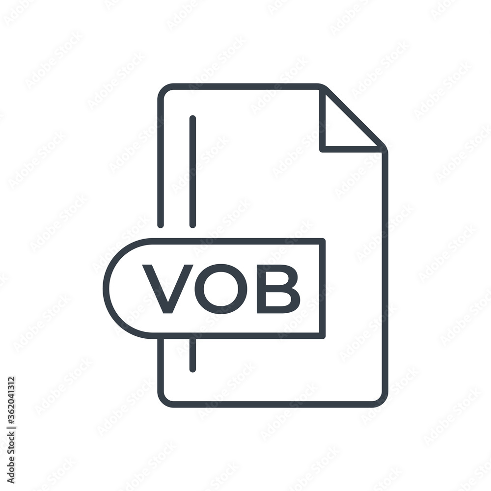 VOB File Format Icon. VOB extension line icon. VOB File Format Icon. VOB extension line icon.