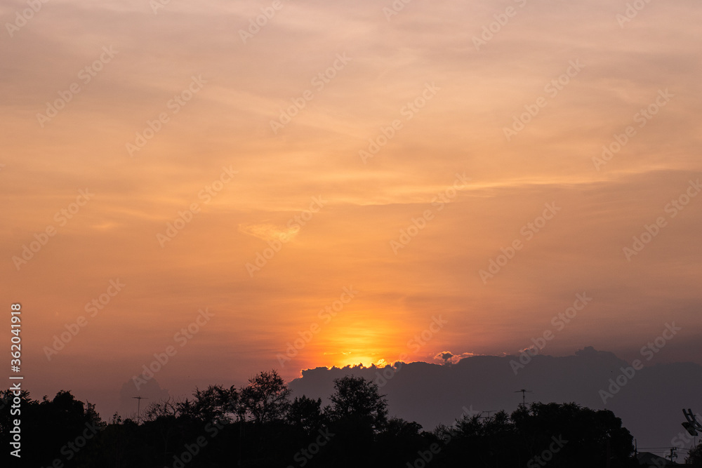 Beautiful natural light sunset in the evening time. Abstract background.