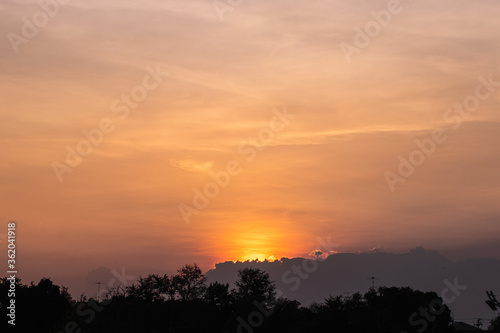 Beautiful natural light sunset in the evening time. Abstract background.