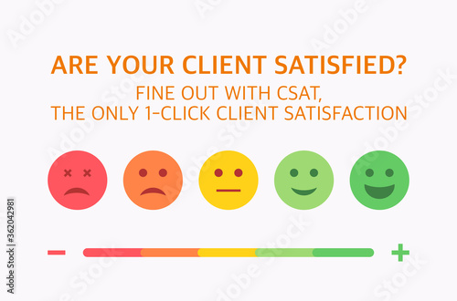 Set of Customer Satisfaction Score (CSAT) ,a basic measurement of a customer’s satisfaction. vector illustration