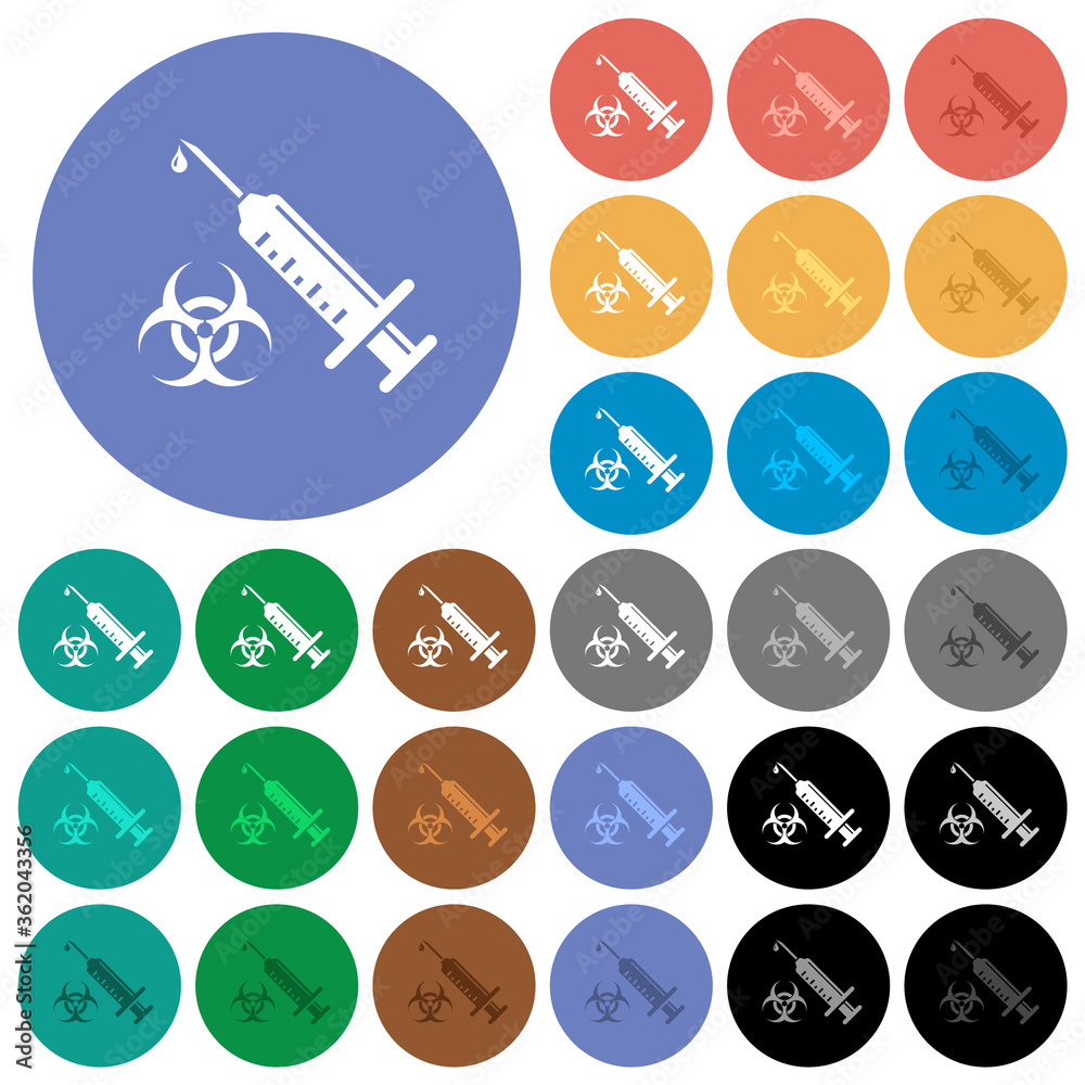 Antiviral injection round flat multi colored icons Antiviral injection round flat multi colored icons