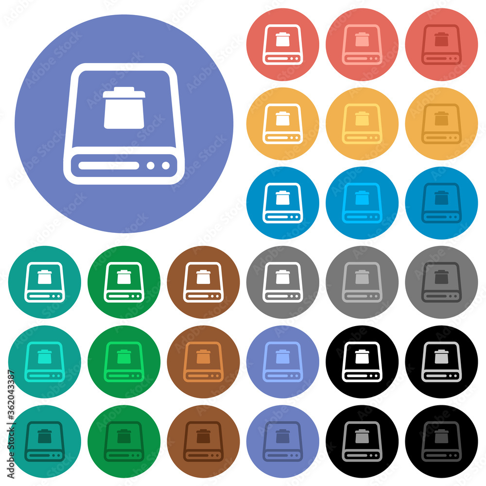Delete from hard disk round flat multi colored icons Delete from hard disk round flat multi colored icons