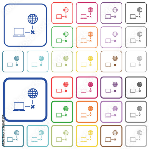 Offline laptop outlined flat color icons