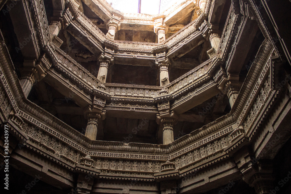 Fototapeta premium Various views of the Adalaj Stepwell