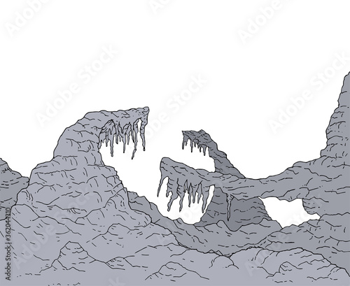 Creative design of rock cavern illustration