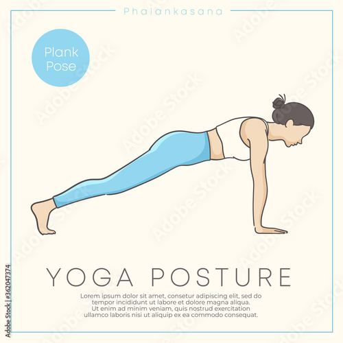 Banner design with hand drawn illustration of healthy young woman practicing yoga in pastel outfit : Vector Illustration