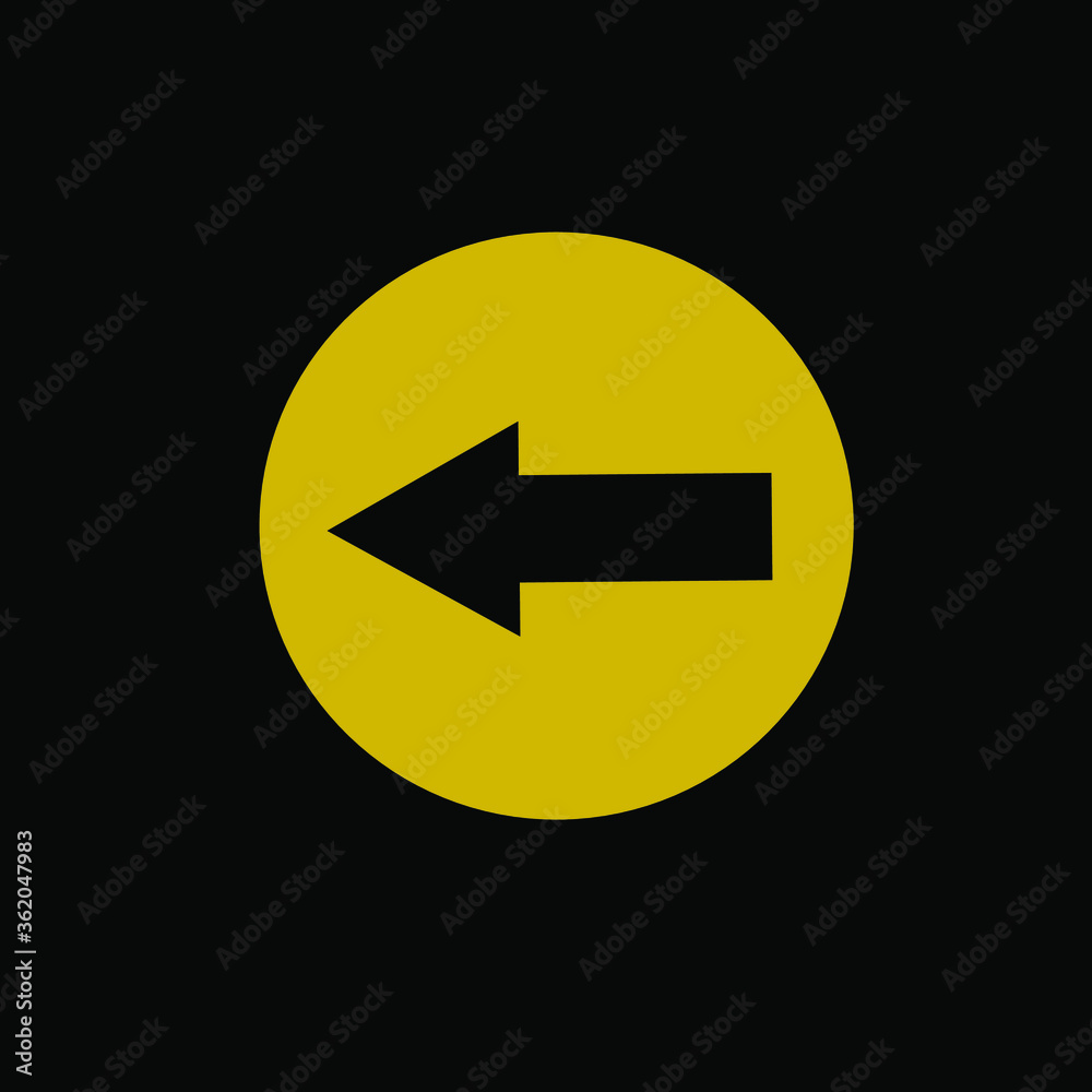 Black circle with gold metallic arrow vector illustration button icon pointed to left turn. Black circle with gold metallic arrow vector illustration button icon pointed to left turn.