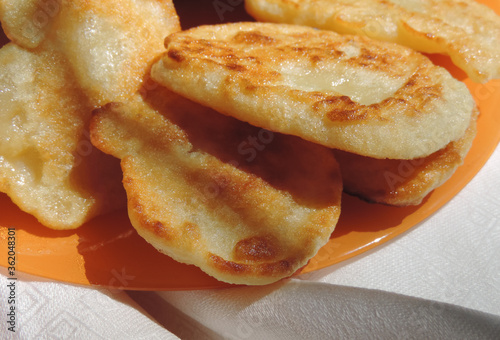    mouth-watering fried tortillas made from flour and water for breakfa photo