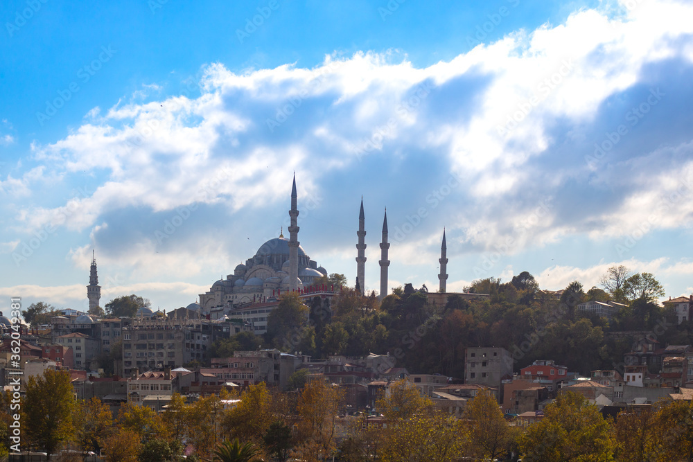 Suleymaniye Mosque and Cloudy Sky