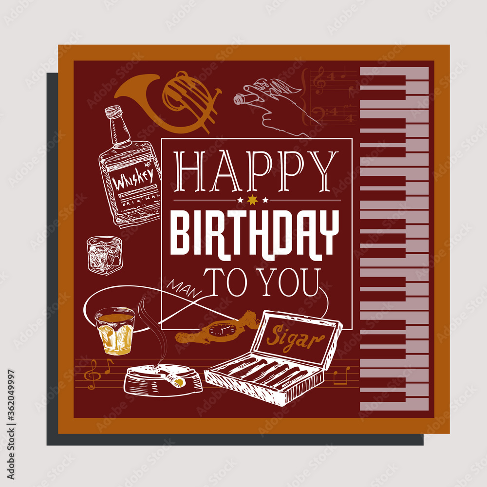 Congratulation Happy Birthday card for man Stock Vector | Adobe Stock