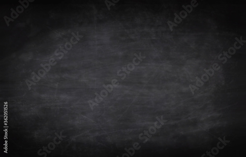 Chalkboard texture background with grunge dirt white chalk on blank black board billboard wall