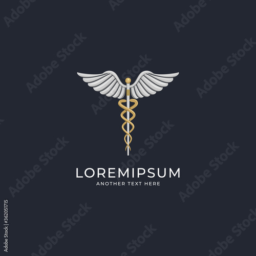 Luxury Medical Caduceus Premium Logo Design