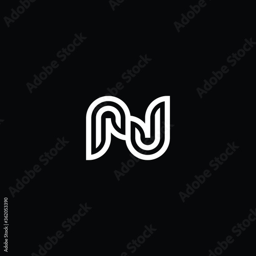Letter NJ Monogram Minimalist Icon Modern Logo Design Template Element Vector