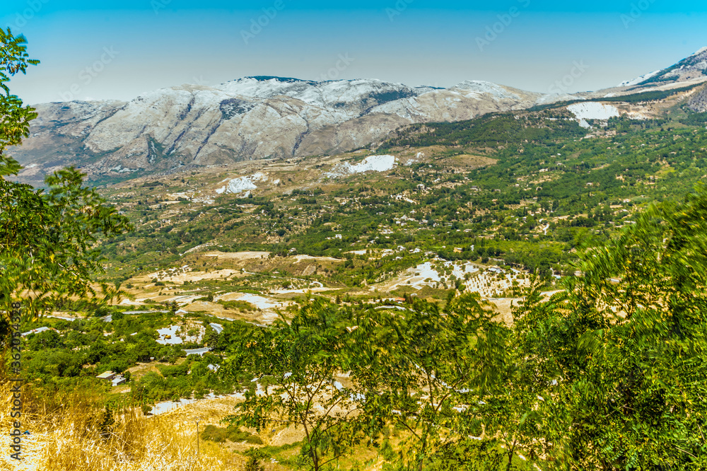 A panorama view from the hilltop settlement of Polizzi Generosa in the Madonie Mountains, Sicily in summer