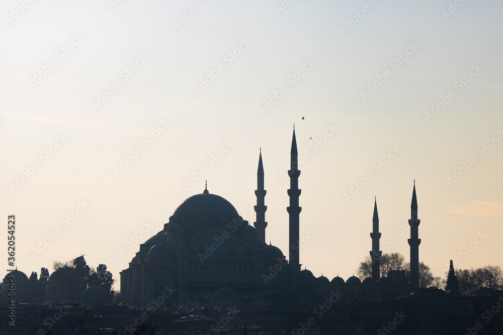 Obraz premium Silhouette of Suleymaniye Mosque in Istanbul