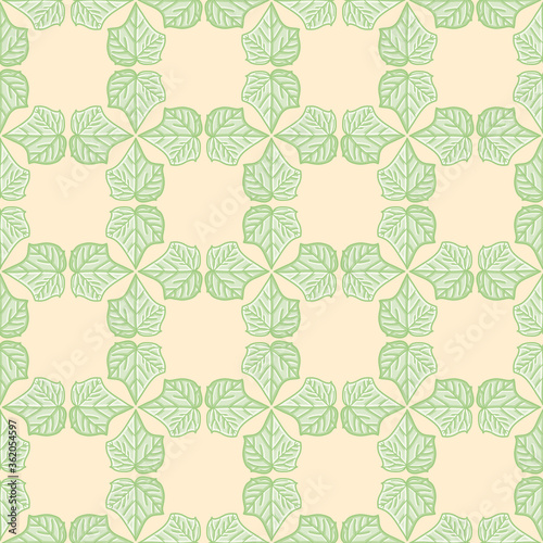 Ivy greenery grid seamless pattern background. Simple Hedera leaf vector illustration.