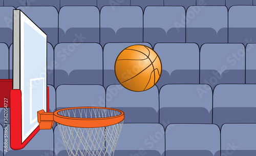 Basketball on an empty arena