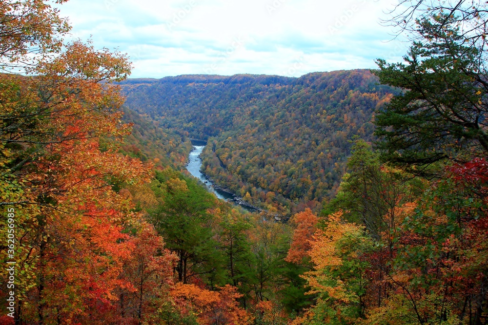 New river gorge in West Virginia during fall colors New river gorge in West Virginia during fall colors