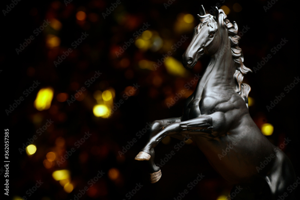 Fototapeta premium image of black horse dark background 