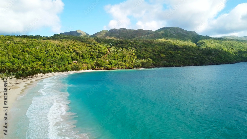Fototapeta premium Rincon beach, Samaná Peninsula, Dominican Republic. Paradise beach in Central America