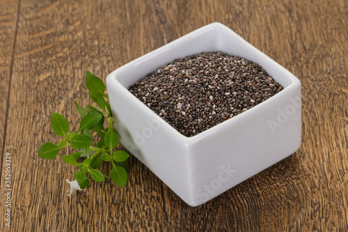 Dietary Chia seeds in the bowl