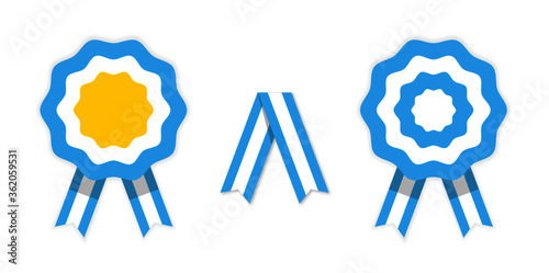 Argentina cockade. Badge with ribbons, rosette. argentinian flag colors. Vector illustration	
 photo