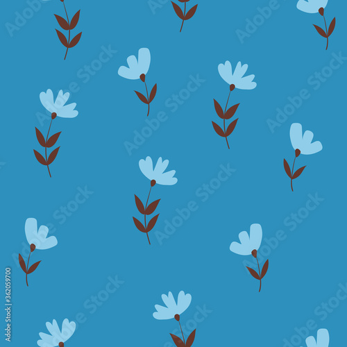 Seamless vector pattern with flowers on a blue background. For textiles, Wallpaper, wrapping paper.