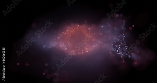 Raspberry pink particles in open space,  bokeh photography photo