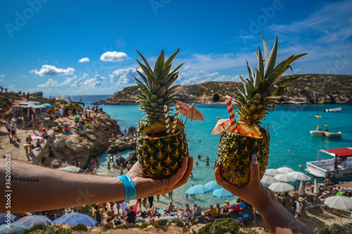 Pineapple drinks Blue Lagoon Malta