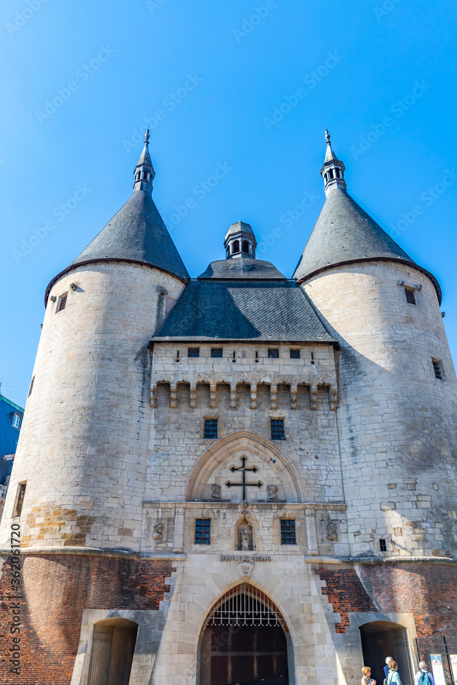 Porte de la Craffe medieval fortification with twin turrets in Nancy, France