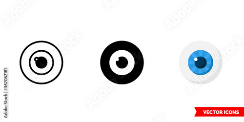 Eye icon of 3 types. Isolated vector sign symbol.
