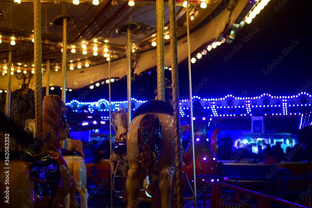 Carousel at neon night, San José, Costa Rica