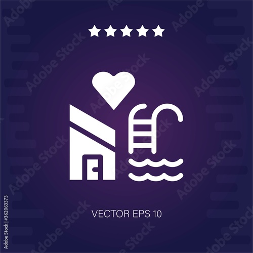 favourite house with pool vector icon