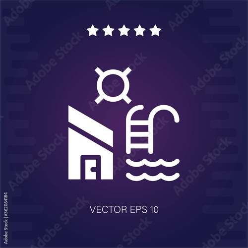 seek house with pool vector icon