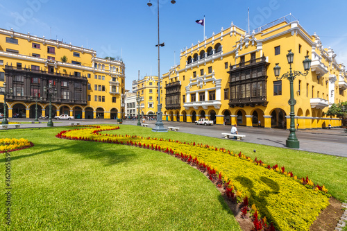 LIMA, PERU: The Municipal Palace of Lima is located in the Historic center of the city