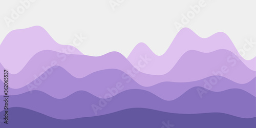 Abstract purple hills background. Colorful waves amazing vector illustration.