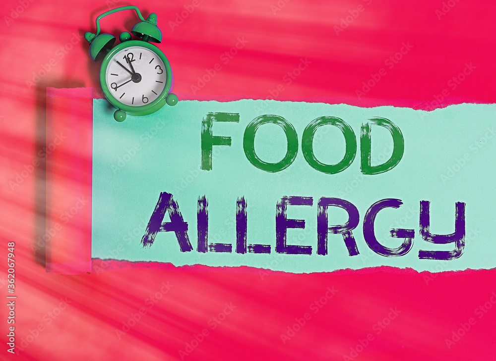 Writing note showing Food Allergy. Business concept for abnormal immune