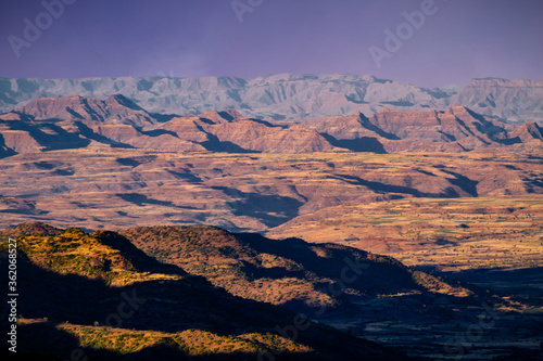 The highlands of lalibela in Ethiopia with beautiful sunrise