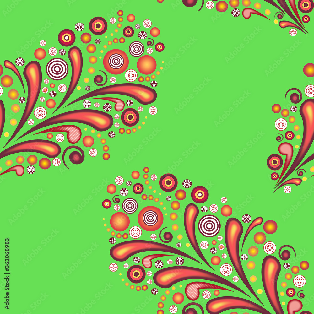 Abstract floral background. Flowers seamless pattern on green background Abstract floral background. Flowers seamless pattern on green background