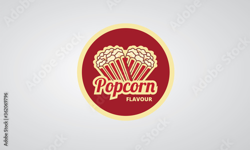 Illustration Logo Snack Popcorn, with red color, corn food, vector Eps10