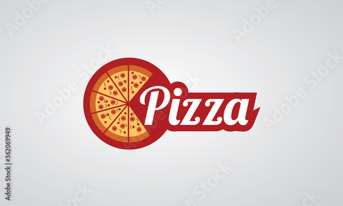 Illustration Logo Pizza for label food pizzeria italian , maybe for pizza delivery fast food
