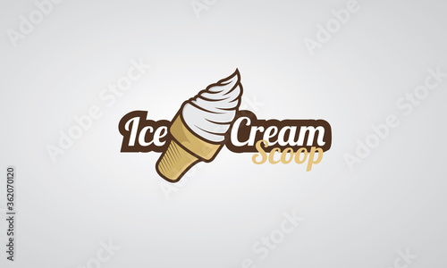 Illustration Vector Logo Ice cream can for sticker scoop , cone or sign waffle , Eps 10