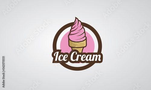 Illustration Vector Logo Ice cream can for sticker scoop , cone or sign waffle , Eps 10