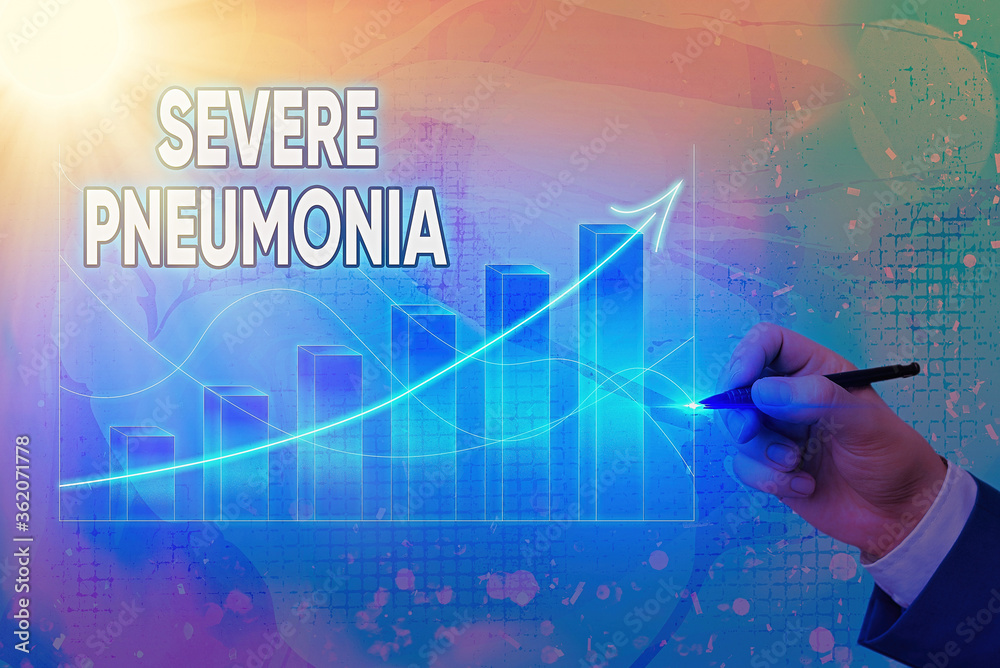 Handwriting text writing Severe Pneumonia. Conceptual photo acute ...