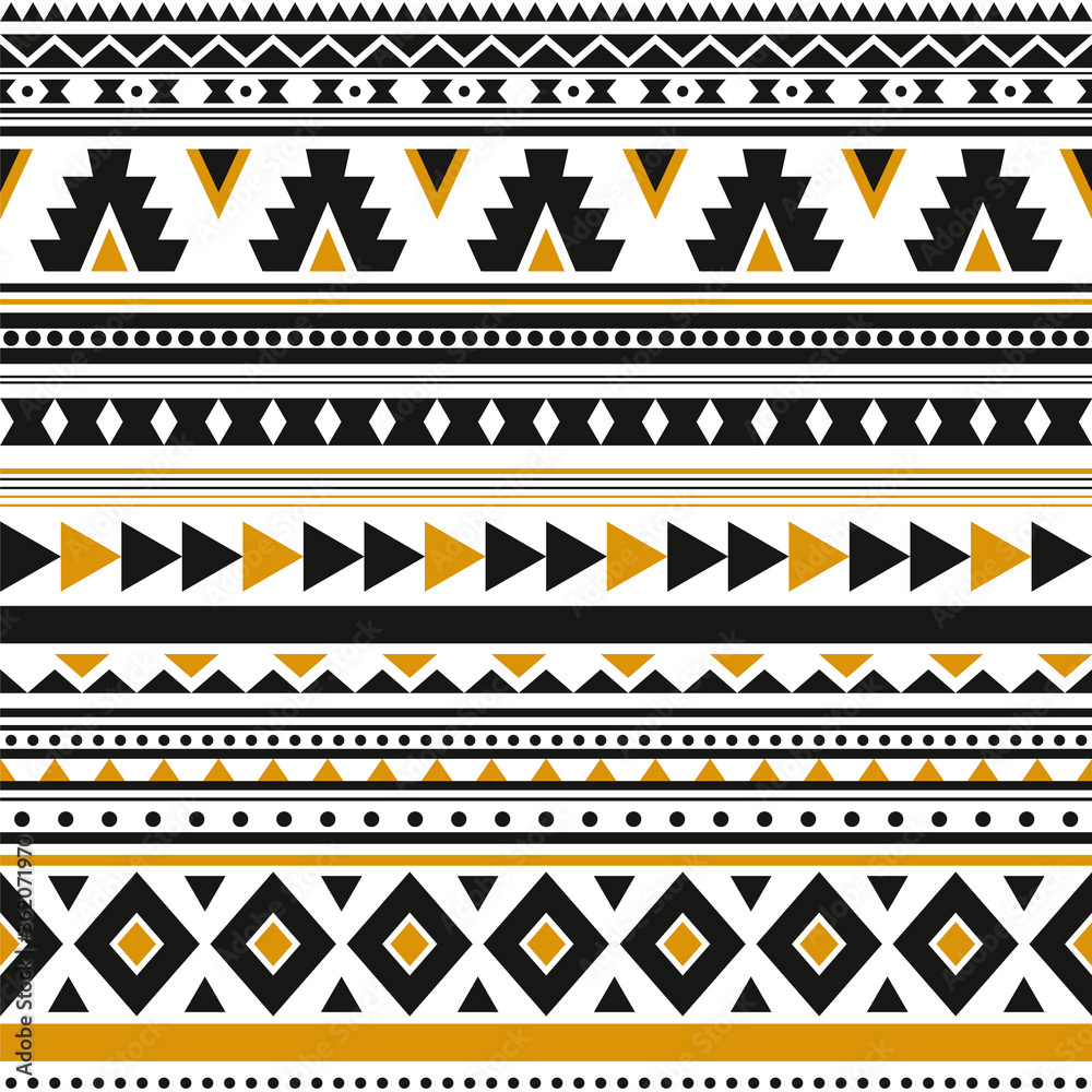 Pattern with geometrical ornaments in bright happy colors. Seamless vector background.