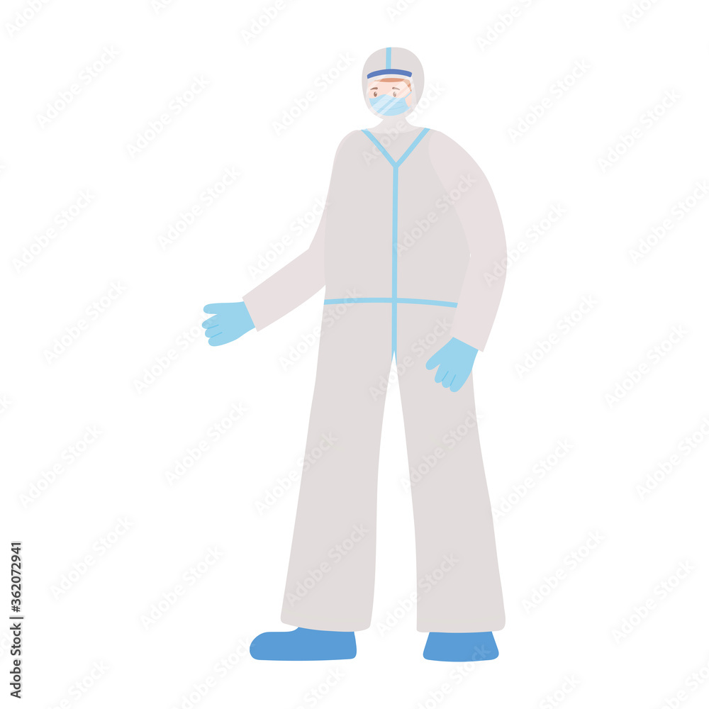 medical staff with protective suit and mask work essential during covid 19, character worker isolated design icon medical staff with protective suit and mask work essential during covid 19, character worker isolated design icon