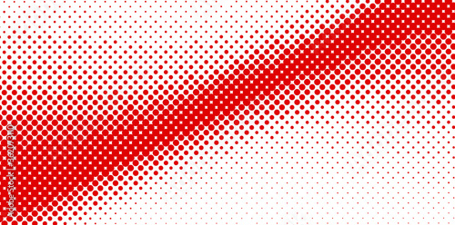 Red on white dotted background with halftone effect. Vector pattern